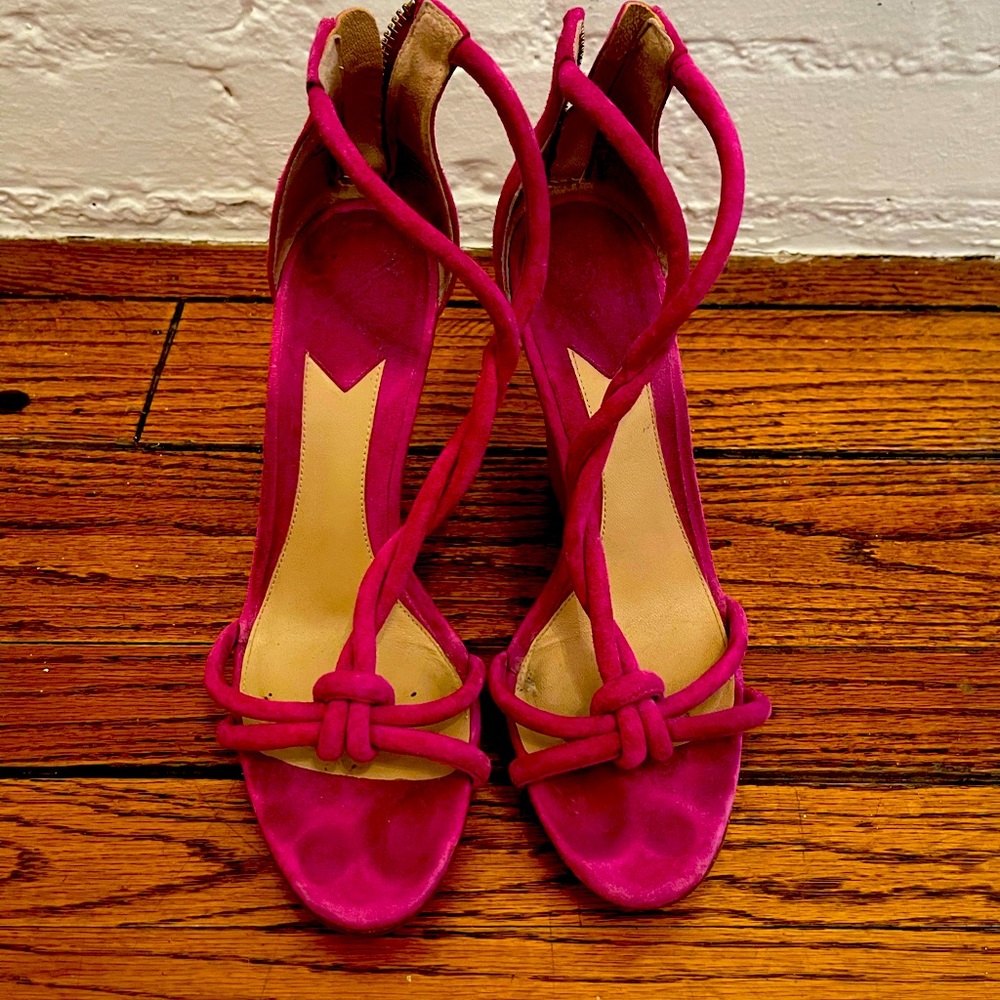 Brian Atwood Fuchsia Priscilla Wedge Sandal